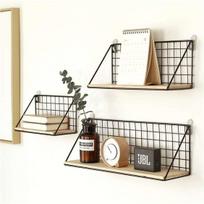 LOFT stiliaus metalinė sieninė lentyna 45 x 13,5 cm - juoda