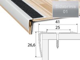 Profilis Effector A44 laiptams, su 2.5 cm neslidžia juosta | sidabrinis 41x26,6 mm 180 cm