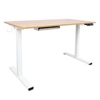 Rašomasis stalas ERGO su 1 varikliu 120x60xH73-121cm, baltas/ąžuolas