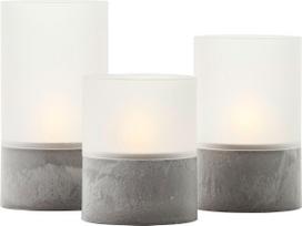 Stalinis LED šviestuvas BRILLIANT BOUGIE,IP44,2500K,2xAA,laikmatis,mat baltas stiklas,3vnt