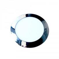 12W LED įmontuojama panelė V-TAC Slim, chromo spalvos, apvali, (3000K) šiltai balta