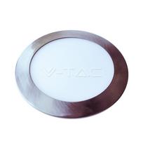 24W LED įmontuojama panelė V-TAC Slim, satino / nikelio spalvos, apvali, 3000K (šiltai balta)
