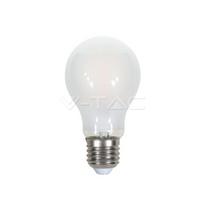 7W LED lemputė V-TAC E27 A60, Filamentinė, matinis stiklas, 2700K (šiltai balta).