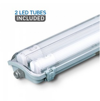 2x18W LED šviestuvas (su lempomis) V-TAC 120cm, atsparus vandeniui, 4000K (natūraliai balta)