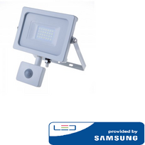 20W LED prožektorius, 4000K, su judesio davikliu, baltu korpusu, SAMSUNG LED chip