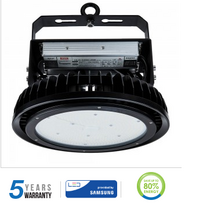 500W LED sandėlio šviestuvas UFO V-TAC, 120°, SAMSUNG LED chip, juodas, 4000K, su MEANWELL maitinimo šaltiniu