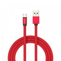 1m mikro USB laidas, raudonas, laido tipas- medvilninis audinys
