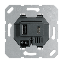 USB lizdas JUNG USB15CASW, juodas