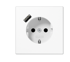 Kištukinis lizdas JUNG, su USB, baltas
