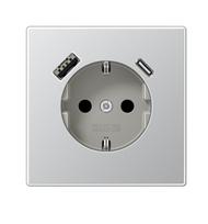 Kištukinis lizdas su A ir C tipo USB jungtimis, padidinta kontaktų apsauga, aliuminio sp.
