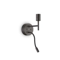 Sieninis paviršinis šviestuvas SET UP, juodas, E27/3W 3000K LED, su USB jungtimi