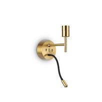 Sieninis paviršinis šviestuvas SET UP, žalvario sp., E27/3W 3000K LED, su USB jungtimi