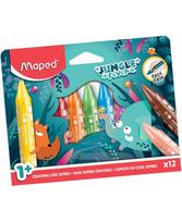 Storos vaškinės kreidelės MAPED Jungle Fever Jumbo, 12 vnt.