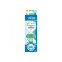 DR.BROWN'S buteliukas pereinamasis OPTIONS+ plačiu kakleliu, žalias 270ml + silikoninis snapelis