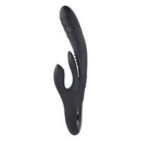 Playboy Rapid Rabbit - triušio tipo vibratorius moterims - juodas, įkraunamas