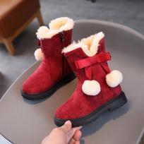 Bota Feminina vaikiški sniego batai, nauji pliušiniai kulkšnies batai, neslysti medvilniniai peteliškės mergaičių batų platforma vaikiški batai vaikiškų batų grotelės 26 raudona