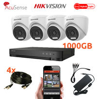 4 lauko/vidaus kupolinių vaizdo kamerų komplektas Hikvision HIK-3K, 5 MP raiška, AI, Hybrid Light