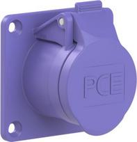 CEE-flanged socket straight 70x70mm 2x16A 24VAC IP44/IP54 TWIST purple 362v | 9003399048784
