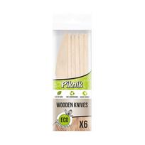 Vienkartiniai mediniai peiliai PIKNIK Eco 6 vnt.