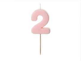 Gimtadienio žvakutė su smeigtuku nr 2 rausva 5,5cm