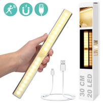 Belaidis magnetinis šviestuvas LIVMAN MSL-02 su judesio jutikliu - jutiklinis šviestuvas, 20LED, 30cm, 2,8W, įkraunamas per USB, 3 apšvietimo režimai