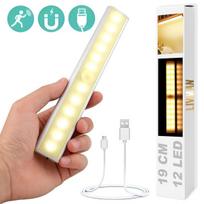 Belaidis magnetinis šviestuvas LIVMAN MSL-21 su judesio jutikliu - jutiklinis šviestuvas, 12LED, 19cm, 2,8W, įkraunamas per USB, 3 apšvietimo režimai