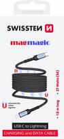 Swissten Magnetic Self-Winding USB-C / Lightning Data Cable, 1m