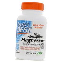 Lengvai virškinamas magnio chelatas, didelio įsisavinimo magnis 100, Doctor's Best 120 tablečių (36327002) 120tab