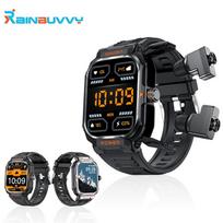 Rainbuvvy GT55 išmanusis laikrodis su TWS Bluetooth ausinėmis Viso jutiklinio ekrano NFC sportine apyranke juoda