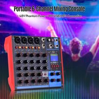 AG6 nešiojamasis 6 kanalų maišymo pultas skaitmeninis garso maišytuvas + 48 V fantominis maitinimas, palaiko BT/USB/MP3 EU Plug