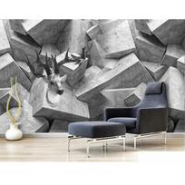 Tapetai Pilki 3d Abstraktūs Geometriniai Cementiniai Kvadratiniai Sienų Freskos Briedžio Meno Fono Sienų Tapyba 3d Tapetai 200 cm(W) x 140 cm(H)