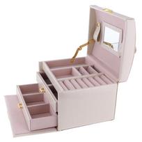 Dirbtinės odos papuošalų dėžutė grožio dėklų laikiklis laikymo organizatorius Šviesiai violetinė 17 x 12 x 12.5 cm smėlis