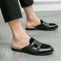 Vyriškos šlepetės Mules Loafers Žali lakuotos odos klumpės Vasariniai suknelių Monks batai Juodi laisvalaikio be užkulnio pusiau įsispiriami vakarėlio batai 38 juoda