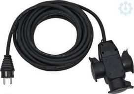 Extension cable with 3-way rubber coupling 10m IP44 H07RN-F 3x1.5 black 1167810301 | 4007123670307