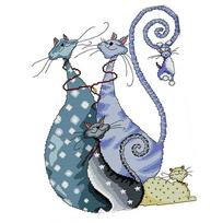 Lovely Cats štampuotas kryžminio dygsnio rinkinys, pasidaryk pats, rankų darbo rankdarbiai 14CT 32x41cm 14CT 32x41cm įvairiaspalvis