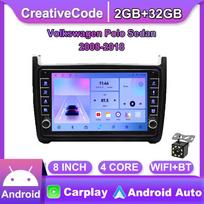 Automobilinis Android radijas, skirtas Volkswagen Polo Sedan 2008-2018 Su mygtuko rankenėle 2din Multimedijos stereo vaizdo grotuvas WIFI GPS Carplay 2+32GB 2+32GB black