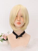 Auksinis trumpas cosplay perukas, universalus bobas 14inch