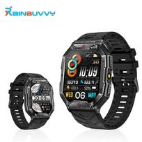 Rainbuvvy KR82 išmanusis laikrodis 2,1 colio AMOLED ekranas Bluetooth skambučio aukščio barometrinis kompasas žibintuvėlis lauko sportinis laikrodis juoda