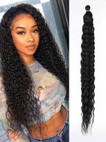Sintetinis perukas Juodi banguoti nerti pinti plaukai iš anksto ištempti 22  Hawaiian Curl Water Wave Pinti plaukai 22inch gray