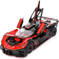 1/24 mastelio „Bugatti Bolide“ lydinio žaislinis automobilis, garsas ir šviesa ištraukiama atgal kolekcija 4 durų atidarytų žaislinių transporto priemonių vaikams dovana 1/24-Size:20.5*8.3*4.7cm raudona