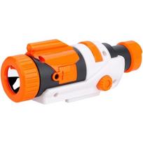 NERF žaislų taikiklis su žibintuvėliu, degiklio išsiplėtimo slopintuvu, nuimamu plastikiniu žibintuvėlio laikikliu žaislams su LED šviesos karoliuku 13.5*5.5cm oranžinė/balta