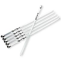 6 dalių nerūdijančio plieno BBQ iešmelių rinkinys, idealus lauko piknikams ir kepsniams, patogus įvairiems ingredientams kepti ant grotelių sidabras