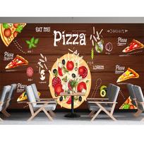 3D picų tapetai Greito maisto restorano sieniniai paveikslai Picerija Užkandžių parduotuvės tapetai 200 cm(W) x 140 cm(H)