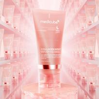 Medicube Kolageno vyniojimo kaukė 75 ml Renewal Night Care Mask Cream, Moisturising, Kbeauty, Korėjietiška kosmetika, mėginys