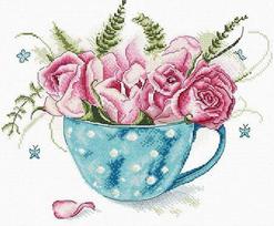 A Cup of Roses SLETI916 - siuvinėjimo kryželiu rinkinys