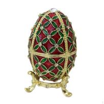 Velykinio kiaušinio papuošalų dėžutė Vintažinio dizaino dekoracija Faberge papuošalų laikiklis raudona