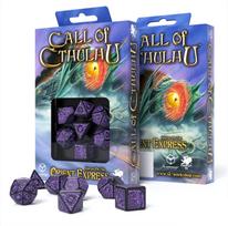 Call Of Cthulhu Orient Express kauliukų rinkinys juodos ir violetinės spalvos