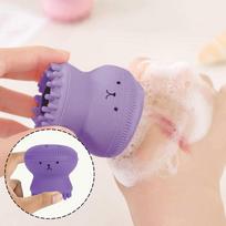 Octopus Shape Silicone Facial Cleansing Brush Exfoliating Scrubber Face Washing Brush Spin Cleanser Massage Brush Beauty Tools beige