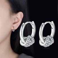 Personal Korean Style Xu Ruizhi Same Style Earrings for Women One Two-Piece Ear Buckle Diamond Circle Simple and Elegant Earrings