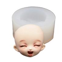 Doll Face Silicone Mold Cartoon Doll Head Candy Cookie Mould  Cake Decoration Baking Tools Clay Chocolate Pastry Mold white